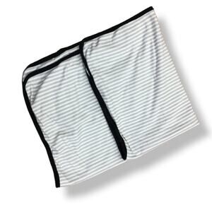 Baby Gear Gray White Striped Blanket Black Trim